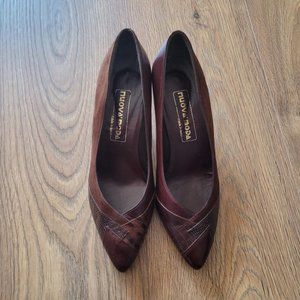 Made in Spain Vintage Nuova’moda brown leather & suede heels